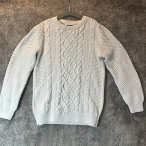 Old Navy Cotton Cable Knit Sweater Cream Ivory Boys L Large 10 12